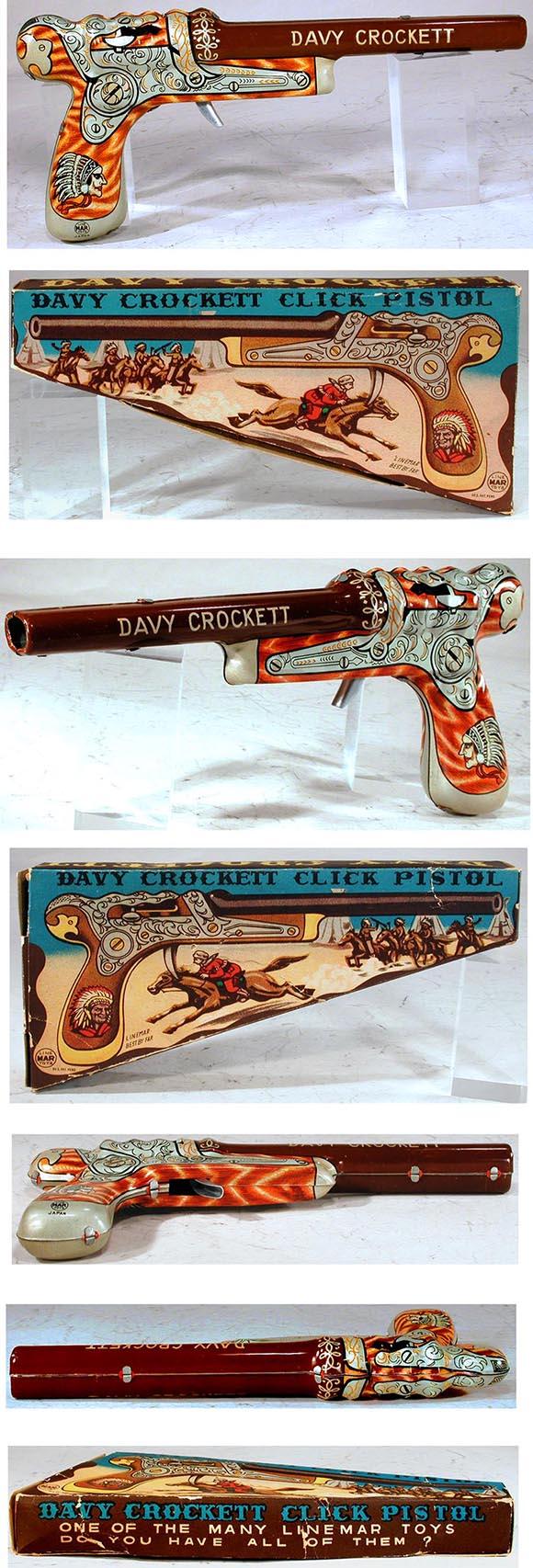 c.1955 Linemar, Davy Crockett Click Pistol in Original Box